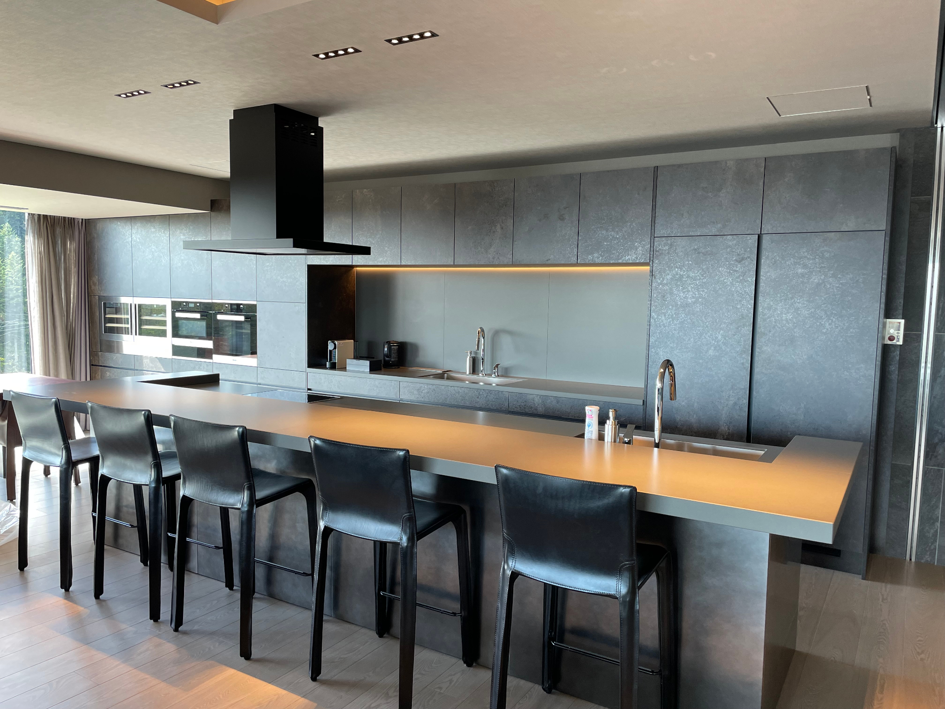Modern open kitchen inside a luxury Hokkaido villa