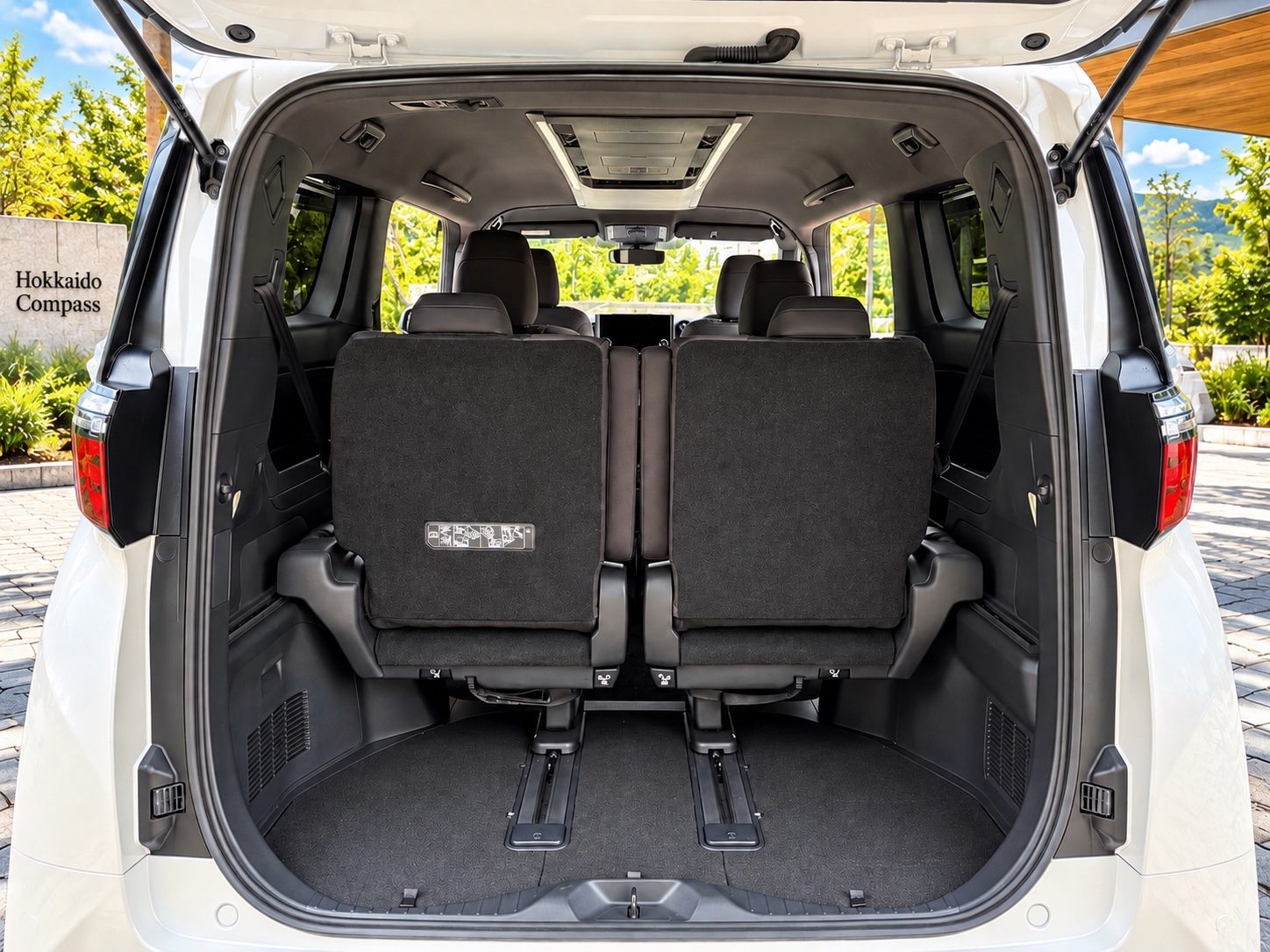 Alphard rear luggage area with space for a folding wheelchair