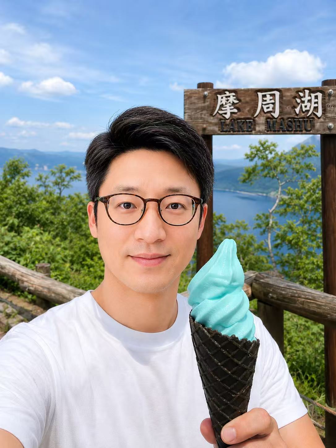 Akira at Lake Mashu, eastern Hokkaido